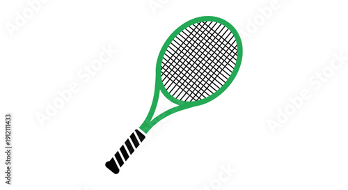 Green tennis racket illustration isolated on white background for sports concept