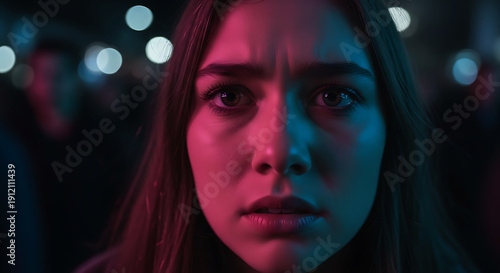 Young Woman with Anxious Face Expression for Mental Health Concept, mental health awareness campaigns, psychology articles, therapeutic website content, and modern lifestyle storytelling.