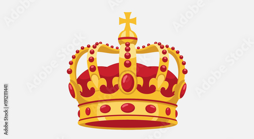 Golden crown illustration isolated on white background for royalty concept