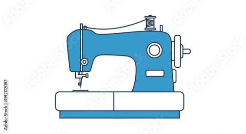 Blue sewing machine illustration on white background vector design