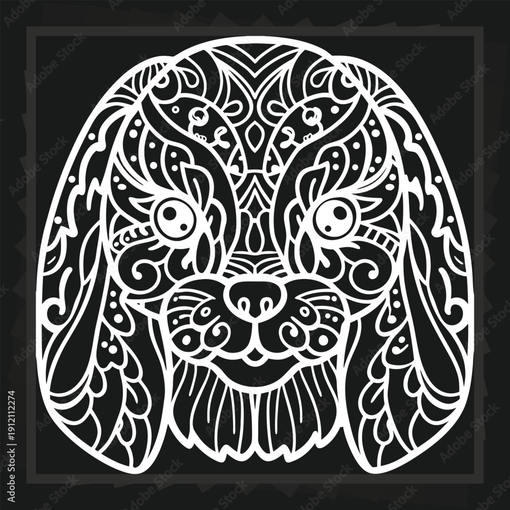 Fototapeta premium Decorative Dog Portrait, Intricate Animal Design, Stylized Canine Artwork, Pet Illustration, Ornamental Pattern