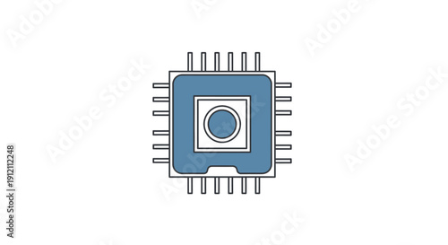 Minimalist illustration of a microchip isolated on white background for technology