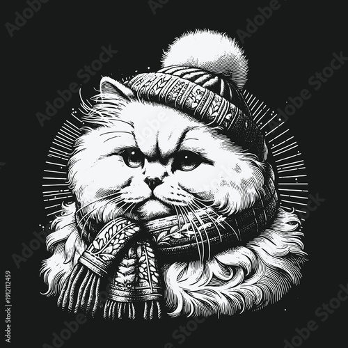 Whimsical Winter Cat: A Portrait of Feline Warmth and Style.