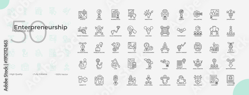 Enterpreneurship Line Editable Icons set