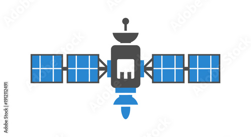 Satellite illustration against white background for communications and technology