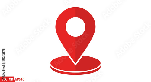 Red location pointer icon against white background for navigation concepts