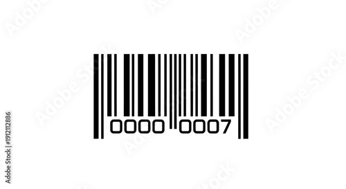 Barcode with numeric sequence vertical black lines on white background