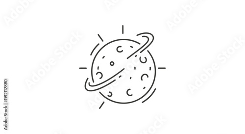 Planet with rings outline icon design for science and space exploration