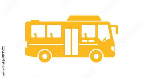 Yellow bus icon on white background suitable for transportation concepts