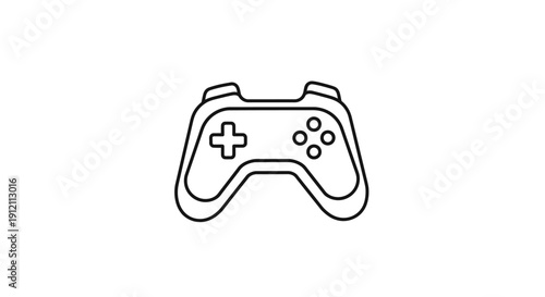 Minimalist game controller icon on white background for gaming design