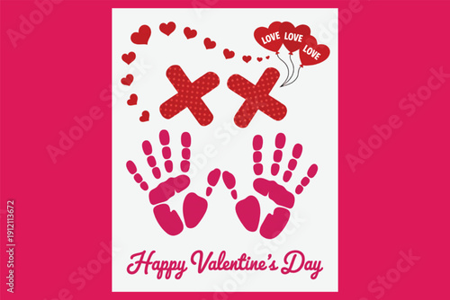 Valentine Handprint Printable  Cute Kids Craft Keepsake