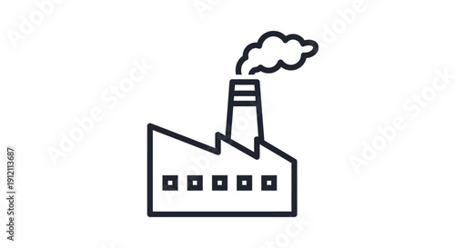 Factory illustration with smoke icon for industry and manufacturing designs