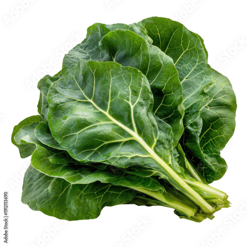 Fresh green chard leaves isolated on a transparent background