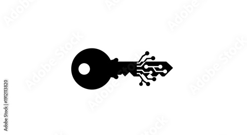 Digital key icon symbolic representation of cybersecurity and data access