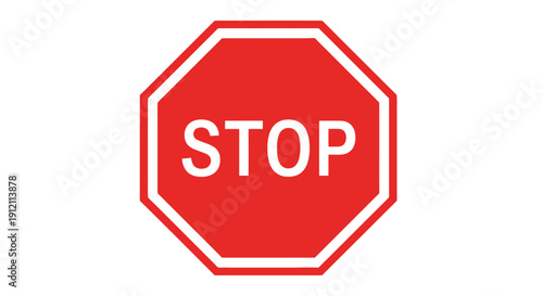 Red stop sign illustration octagon symbol for traffic and warnings