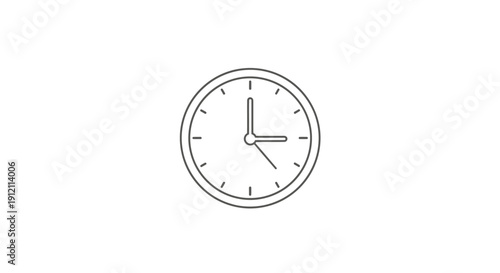 Minimalist clock illustration on white background for time and punctuality