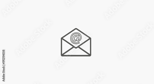 Email symbol icon graphic open envelope with at sign isolated on white