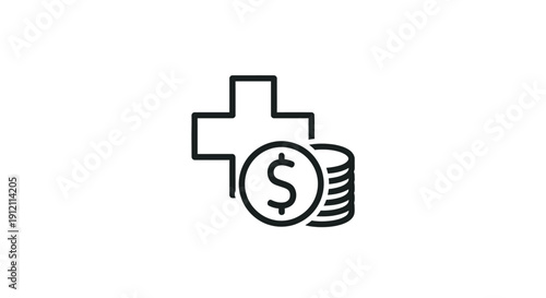 Medical cross and dollar sign icon illustrating healthcare finance concept