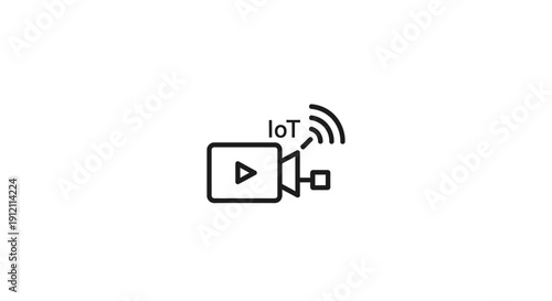Camera icon with io t technology concept representing digital connectivity