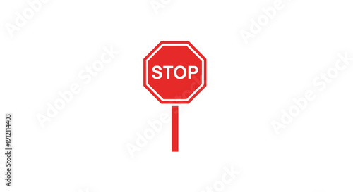 Red stop sign icon on white background symbolizing halt and warning