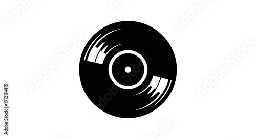 Black vinyl record isolated on white background music concept symbol