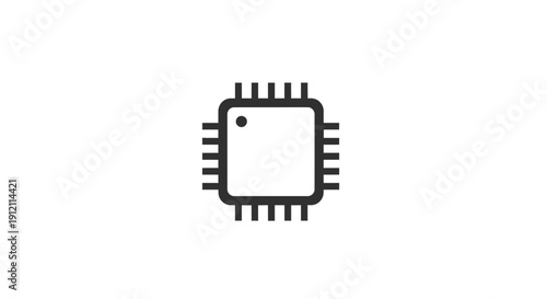 Minimalist icon of a microchip isolated on white background for technology design