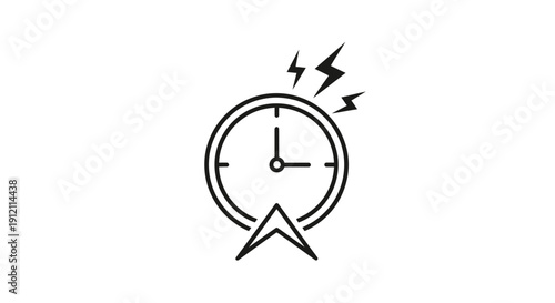 Alarm clock icon with time and signal isolated design element