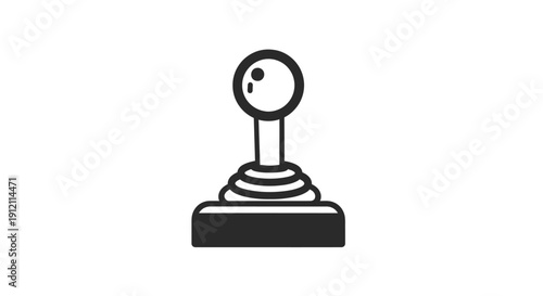 Black and white arcade game joystick icon isolated on white background