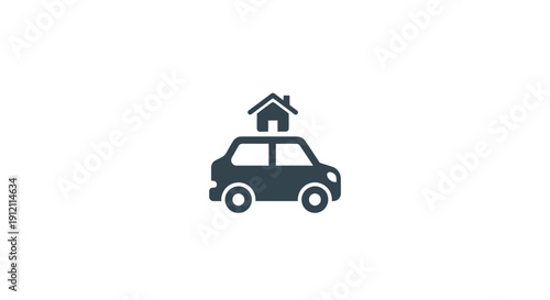 Car with house icon real estate concept represented by a vehicle
