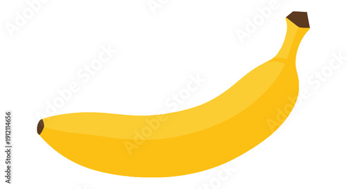 Isolated yellow banana fruit with stem and peel on white background