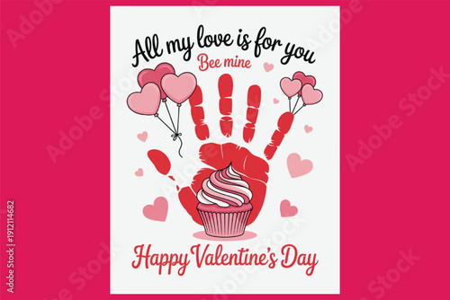 Valentine Handprint Printable  Cute Kids Craft Keepsake