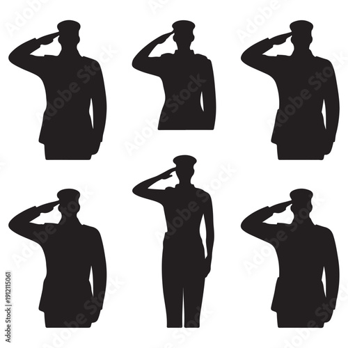 soldier man salute silhouette vector