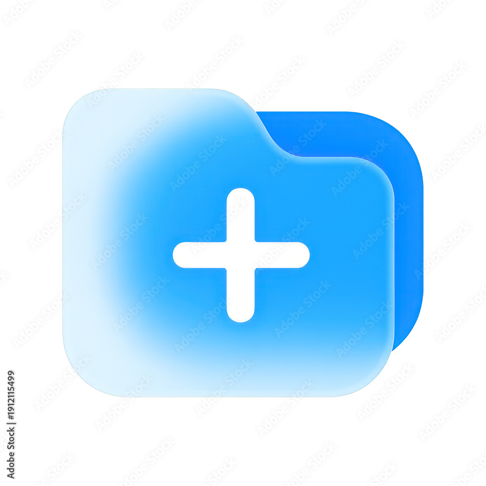 Obraz premium PNG Blue folder icon with plus