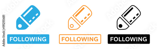 Following social media icons in various colors