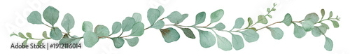 Watercolor Eucalyptus Border Line: Botanical Divider and Seamless Decorative Element for Wedding and Nature Design-300dpi-
