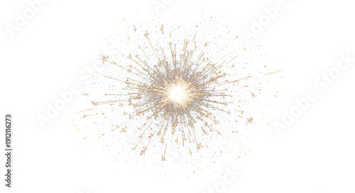 Vibrant golden explosion with dynamic sparks and particles - Professional electrical effect with transparent background ideal for technology energy and innovation design projects