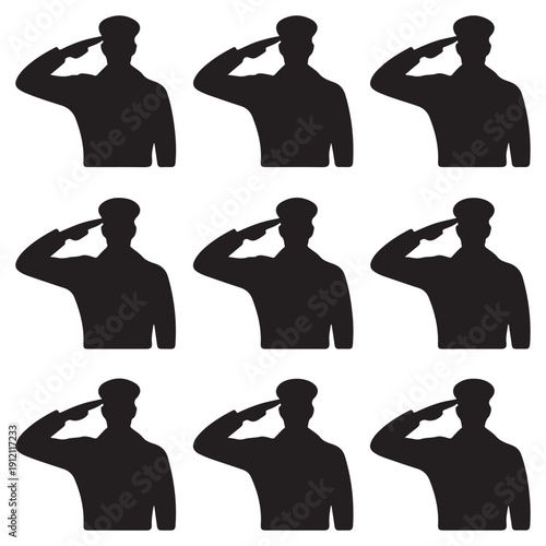 soldier man salute silhouette vector