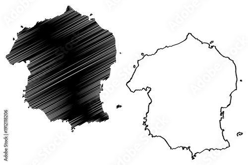 Izena island (Japan, East Asia, Japanese archipelago, Okinawa Islands) map vector illustration, scribble sketch Izenajima map