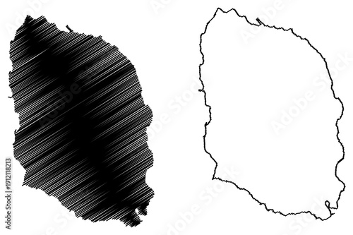 Izu Oshima island (Japan, East Asia, Japanese archipelago, Amami Islands) map vector illustration, scribble sketch Izu Oshima map