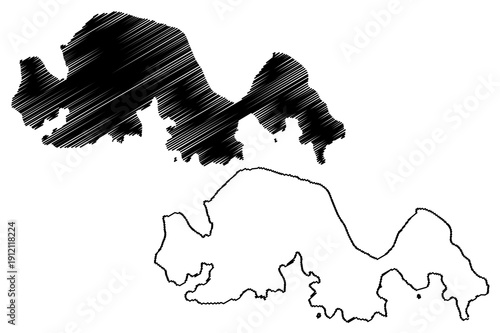 Kakuishima island (Japan, East Asia, Japanese archipelago) map vector illustration, scribble sketch Kakuishima map