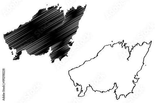 Kamishima island (Japan, East Asia, Japanese archipelago, Amakusa Islands) map vector illustration, scribble sketch Kamishima map