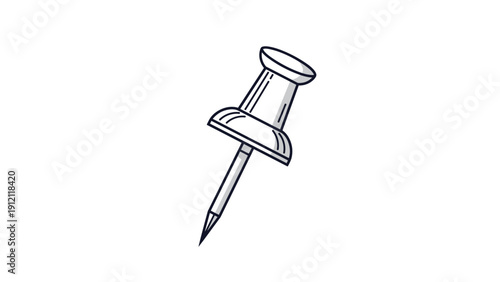 Simple gray and white pushpin illustration used for pinning notes or markers on maps and bulletin boards.