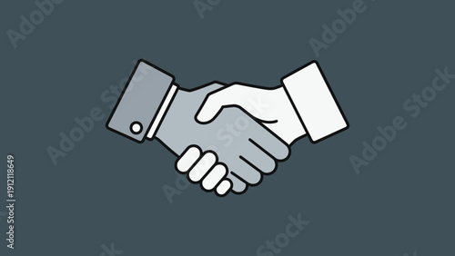 Business Handshake Icon for Partnership and Agreement on White Background Vector Logo Design.