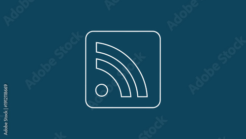 Minimalist Outline RSS Feed and Wireless Signal Icon on White Background Vector Logo Design.