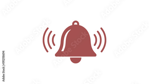 Minimalist Alert Notification Bell Icon with Sound Waves on White Background Vector Logo Design.