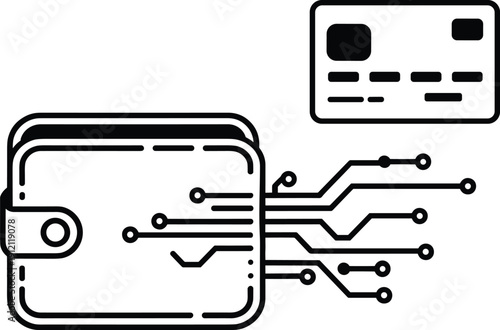 Digital wallet and credit card with technology circuit pay payment contactless