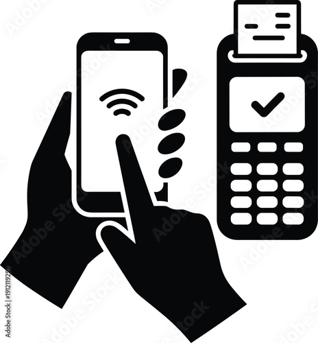 Smartphone mobile payment tap to pay with nfc contactless payment system credit card pos machine cashless