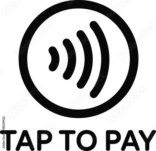 Tap to pay icon symbolizing contactless payment and wireless transaction with credit card and smartphone