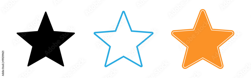 Obraz premium Three star shapes in different colors and styles