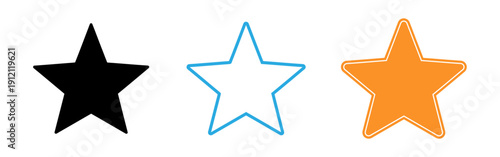 Three star shapes in different colors and styles
